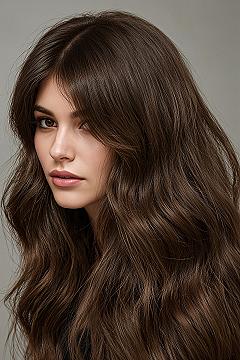 Chic Brunette Layered Haircuts with Bangs for 2026