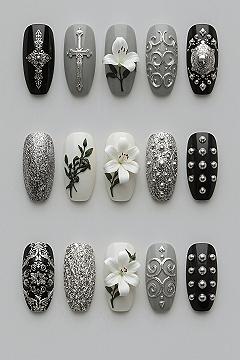 Gothic Armor & Lily Press On Nails: Medieval Elegance for 2024