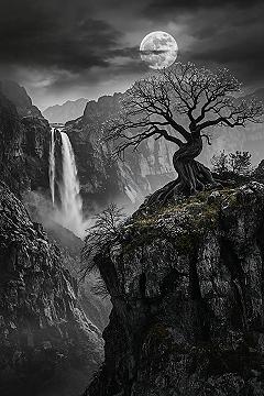 Serene Gray Landscape: Minimalist 4K Desktop Wallpaper
