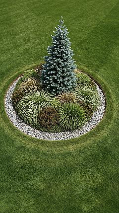 Lush Evergreen Island Garden: Your Dream Backyard Oasis