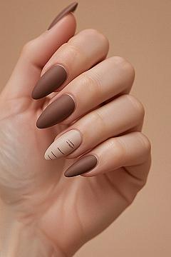 Elegant Nude & Brown Almond Gel Nails: Chic Simplicity for 2026
