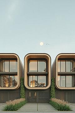 Modern Townhouse Facades: Elegant Wooden Exteriors for Co-Living