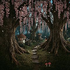 Enchanting Fairy Forest: Whimsical Spring Landscape Art for Your Home