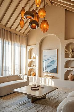 Serene Coastal Living Room: Modern Neutral Interior Design