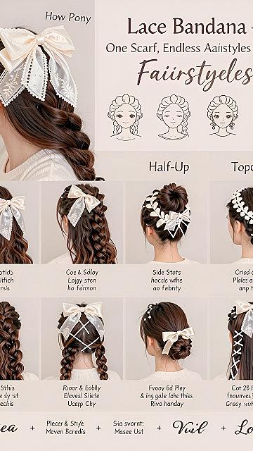 Styling Hair With a Lace Bandana and Bow