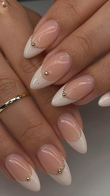 Adding Metallic Gold Accent Dots to Classic French Tips