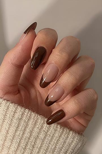Mixing Solid Brown Polish with French Tip Nails