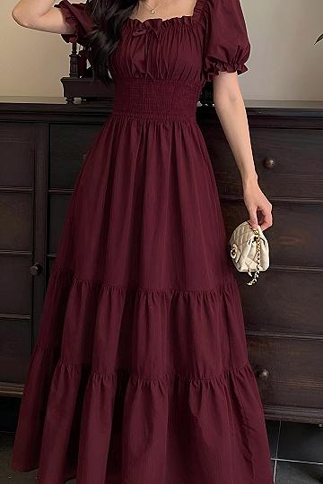 Choosing a Deep Red Tiered Maxi Dress for Formal Events