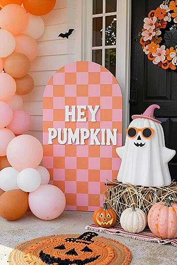Adding Pastel Ghost Figures and Checked Signs to Your Porch