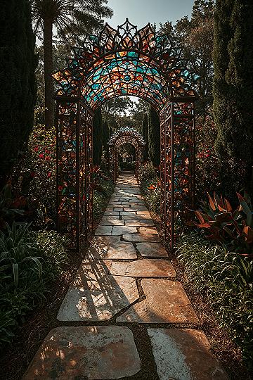 DIY Glass Arch: A Colorful Focal Point for Your Courtyard Garden
