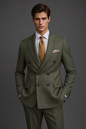 Luxury Sage Green Double-Breasted Suit for Modern Gents