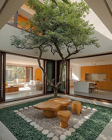Courtyard Interior: Seamless Indoor-Outdoor Living for Modern Homes