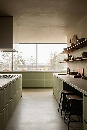 Nordic Sage Green Kitchens: Sleek Flat Panel Cabinetry