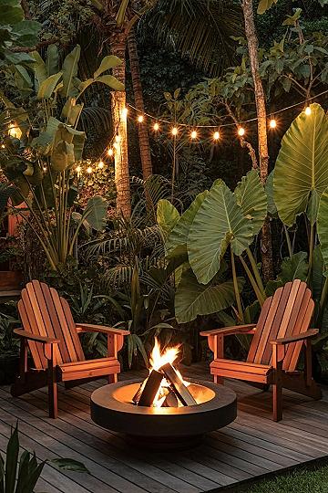 Dream Tropical Backyard Oasis: Fire Pit & Night Garden Magic