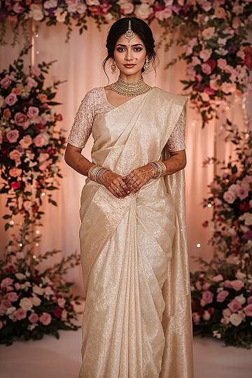 Engagement Saree Colours & Temple Jewellery Bridal Looks for Indian Brides