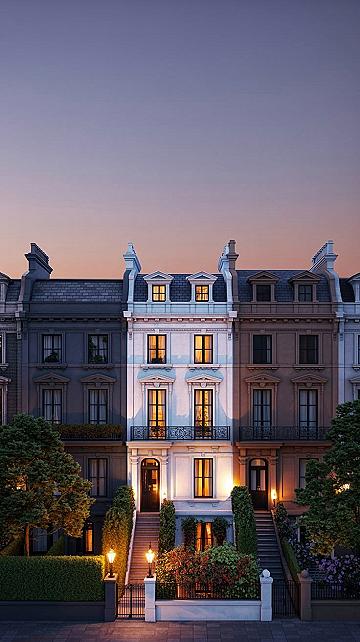 Luxury Row House Designs: New Traditional Homes & Townhouse Exteriors