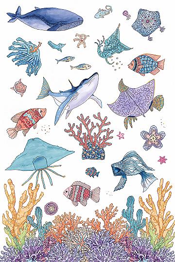 Cute Sea Animal Drawings: Whimsical Ocean Wallpaper for Your Phone