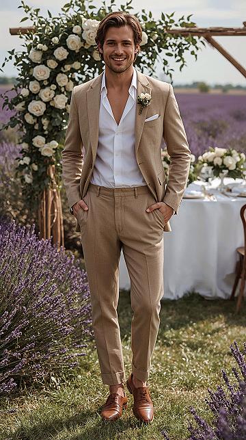 Summer Wedding Suits: Light Tan Elegance for the Modern Groom