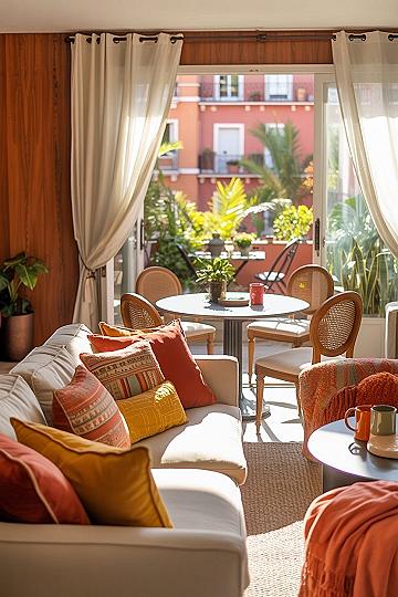 Bright & Cozy Apartment Aesthetic: Colorful Living Room & Balcony Design