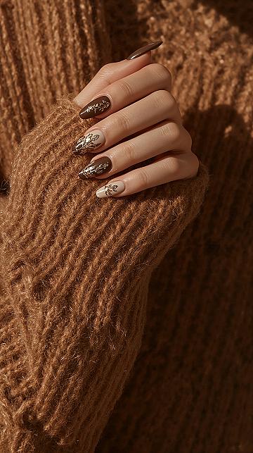 Sophisticated Brown & Gold Nail Art for Fall