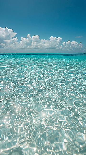 Dreamy Ocean Wallpaper: Tranquil Blue Skies & Turquoise Waters