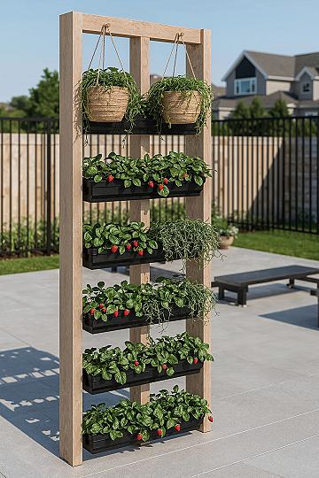 Vertical Garden Ideas for Strawberries & Herbs