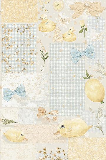 Cute Blue & Yellow Aesthetic: Whimsical Pattern Wallpapers