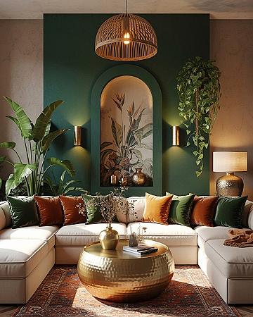 Boho Chic Living Room: Modern Earthy Interior Design & Earth Tones
