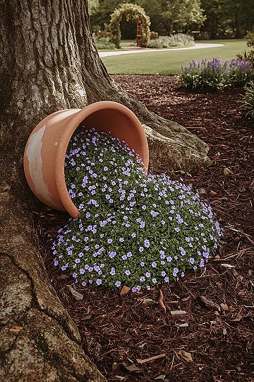 Whimsical Spilled Flower Pot Garden Ideas for Enchanting Landscapes