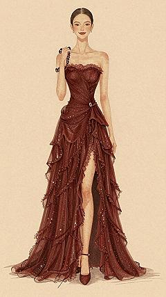 Why Asymmetrical Ruffled Red Gowns Stand Out