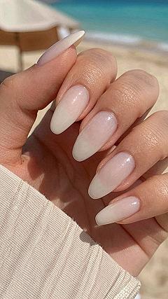 Milk Bath Almond Shaped Nails for a Clean Aesthetic