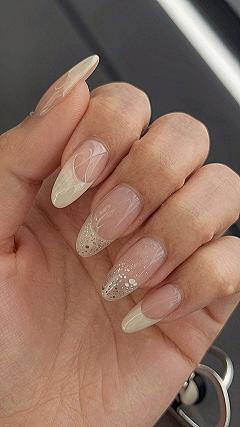 Minimalist Swirls and Mixed Gel Nail Art