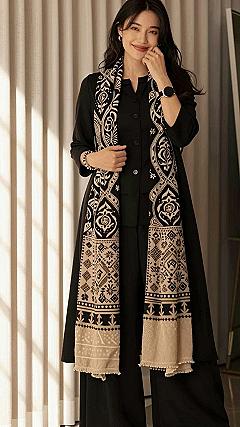 Pairing a Patterned Scarf with a Dark Tailored Suit