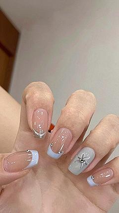 Why Pastel French Tips and Rhinestones Suit Short Nails
