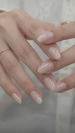 Adding Shimmer to Clean Almond Nails