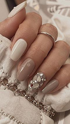 Adding Subtle Bling to Caramel Nude Nails