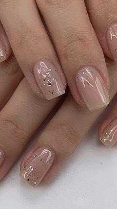 Sheer Chestnut Base with Scattered Bronze Confetti