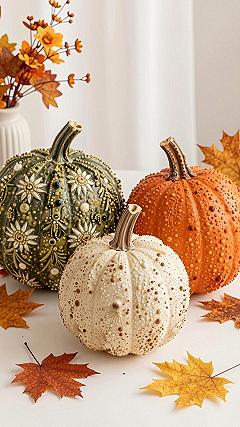 Adding Texture with Beaded and Relief Pumpkins
