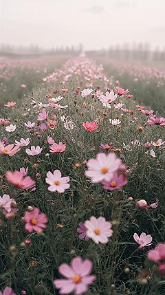 Vibrant Cosmos Flowers: Pretty Springtime iPhone Wallpaper