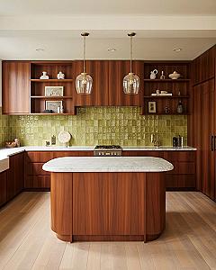 Midcentury Modern Kitchens: Walnut & Olive Green for Elegant Home Decor