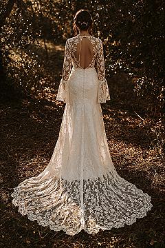 Boho Bridal Magic: Nature Wedding Dress with Lace Sleeves