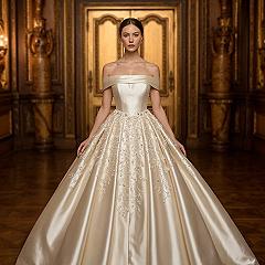 Refined Satin Appliques: Romantic Wedding Gowns for Engagements