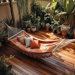 Boho Backyard Hammock Oasis: Modern Patio Decor & Garden Layout