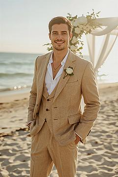 Beach Wedding Perfection: The Ideal Tan Groom Suit