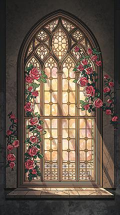 Blush Pink Aesthetic: Artistic Stained Glass Floral Phone Wallpaper