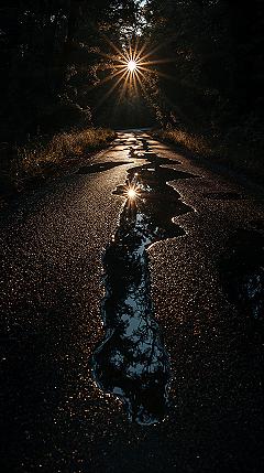 Forest Road Sunrise: Nature’s Light Show in California