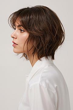 Medium Short Haircuts with Face-Framing Curtain Bangs: Chic & Versatile