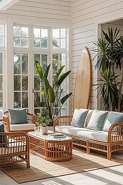 Luxe Beach House Interiors: Mid-Century Modern Coastal Decor Inspiration