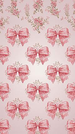 Delicate Pink Bow Pattern: A Serene Aesthetic Wallpaper for Girls