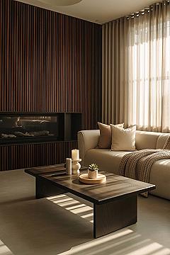 Japandi Organic Modern Living Room: Warm Wood Tones & Boho Decor